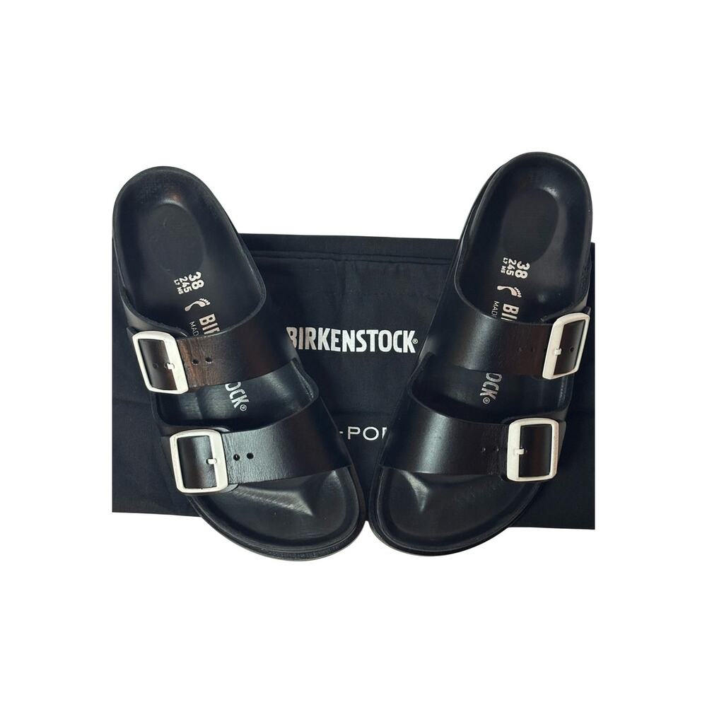 Birkenstock Arizona Leather Sandals EU 38 US 7 Double-Buckle Slide + Net-a-Porte